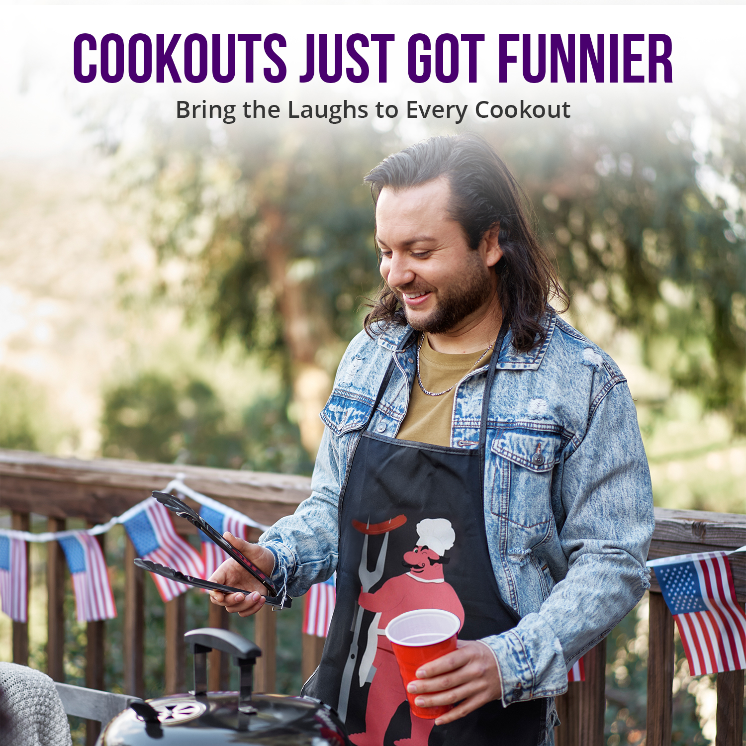 Man wearing BBQ Apron